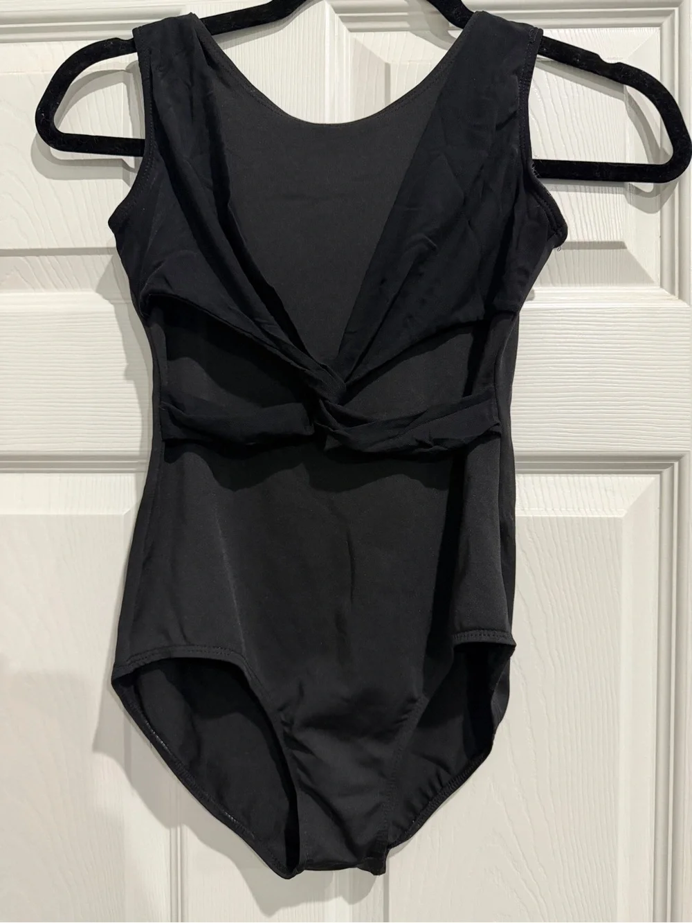 Black Kids One-Piece Leotard with Twist Front